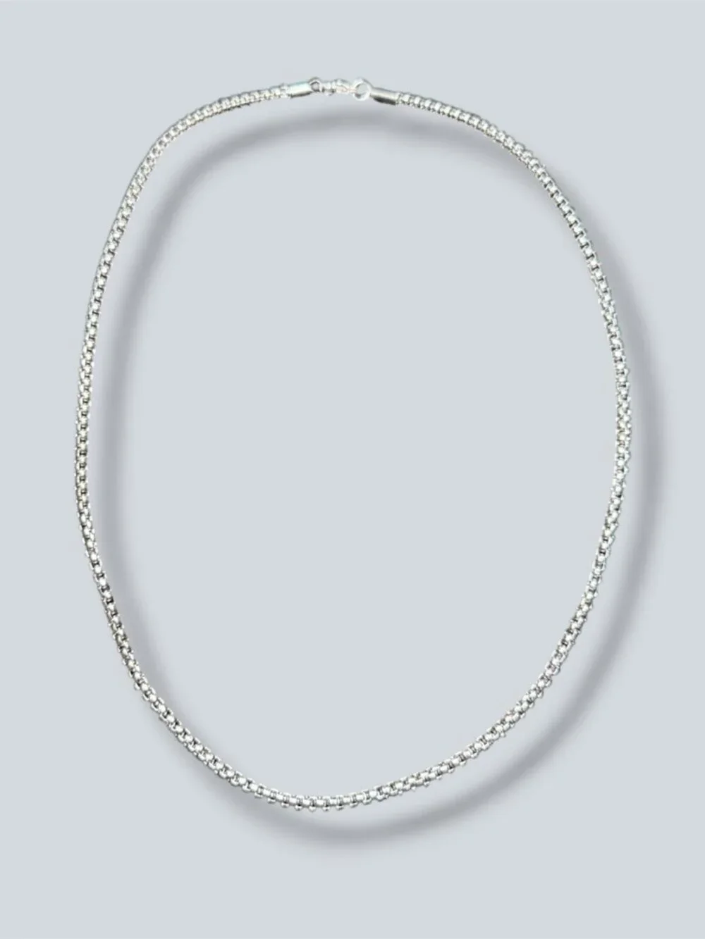 Silver 2.5mm Rounded Box Chain Link Necklace